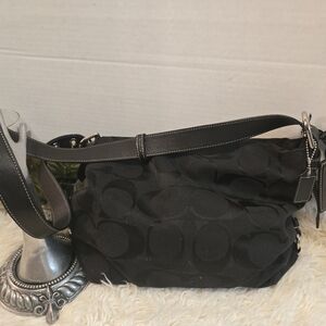 Black Shoulder Bag with Silver Accents
